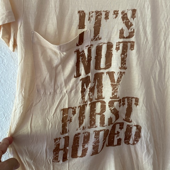 haute hippie ITS NOT MY FIRST RODEO t’shirt in Bare & chocolate letters. Size S - Picture 3 of 7